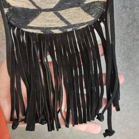 American Eagle Out Bag S Crossbody Boho Aztec Leather Canvas Festival Western - Picture 7 of 16